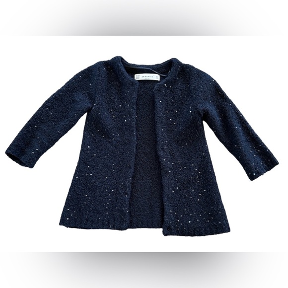 🔥Zara | Women’s black wool blend open front cardigan, black sequin detailing, S - Picture 7 of 7